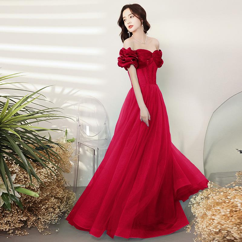 Rochie de seară albastră 1011 vară un umăr simplu banchet temperament gazdă test artă rochie