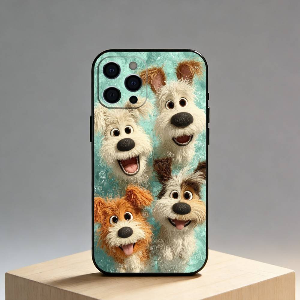 

Cute And Adorable Puppy phone case Phone Case For iPhone17,16,15,14,13,12 Plus,Max Soft Silicone Black Cover iPhone12