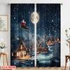 2 Stück, 2D-Flachdruck Vorhänge Digitaldruck Weihnachtsmann Schlitten Rentier (2) Vielseitiges, strapazierfähiges Polyester (ohne Stange)