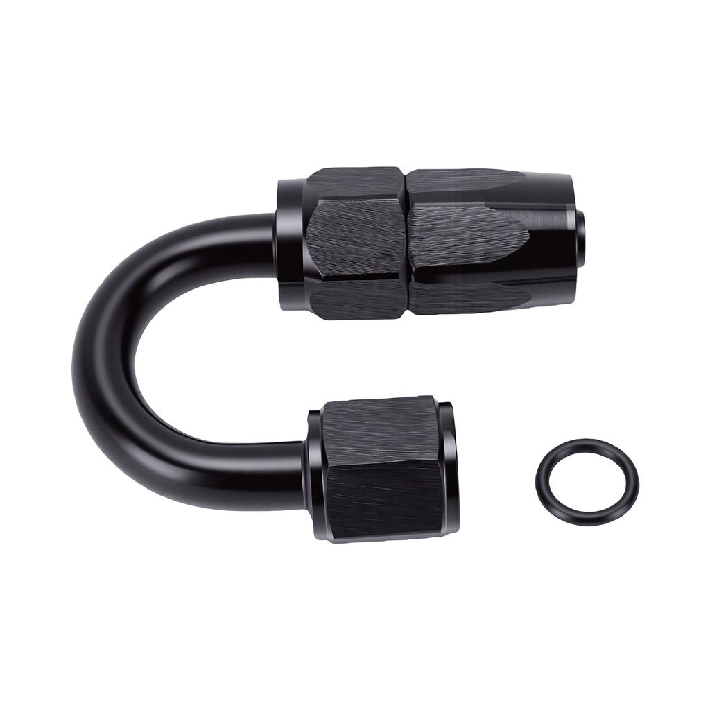 6AN 180 Degree One Piece Full Flow Hose End Fitting Swivel 6061 T6 Aluminum Alloy Hose End Fitting for Braided Hose
