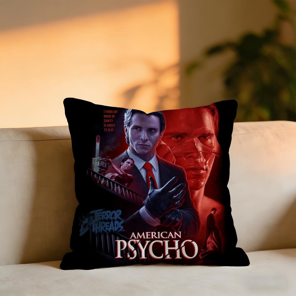 American Psycho Cushion Cover Cozy Velvet Throw PillowSoft Warm Cushion For Sofa Bed