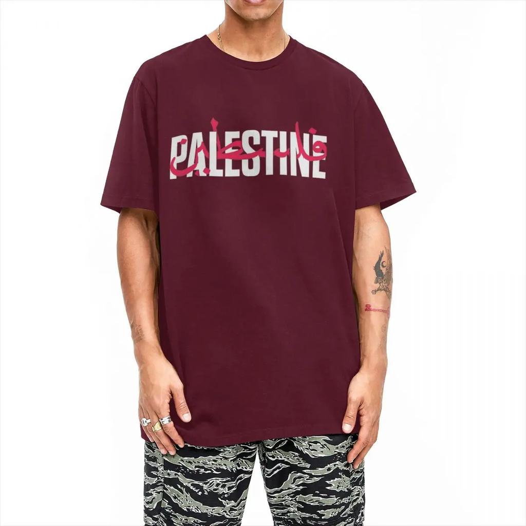 Palestine Flag T-Shirt Man Funny Pure Cotton T-Shirts Summer O-Neck Hip Hop Tees Hot Sale Oversized Tops