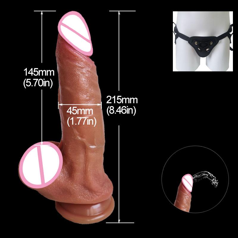 Huge Ejaculating Penis Spray Water Dildo Soft Realistic Strap-on Squirting G-Spot Anal Prostate Play Sex Toys for Women Vagina