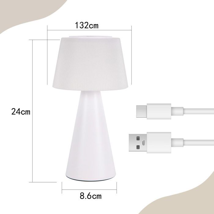 Lampe de table / Lampe de table - NETTLIFE - Sans modèle - Tactile dimmable - Batterie 3600 mAh rechargeable - LED blanc chaud