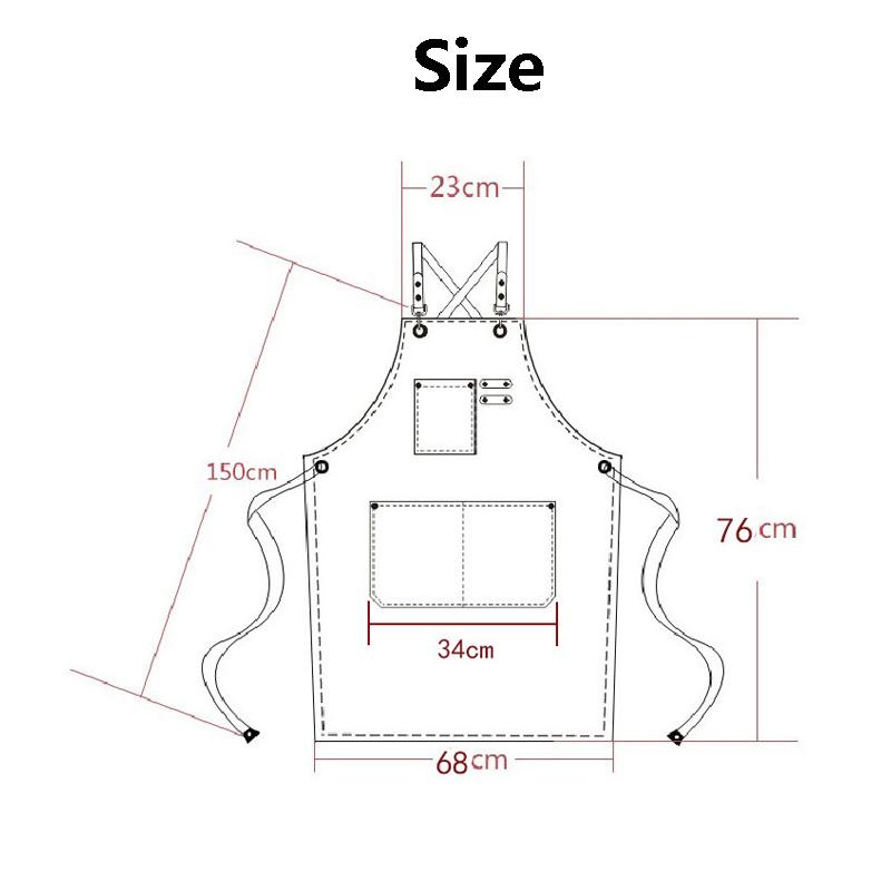 New Fashionable Waterproof Canvas Kitchen Apron Women's Men's Chef Work Apron Barbecue Restaurant Bar Store Cafe Beauty Nail Studio Uniforms