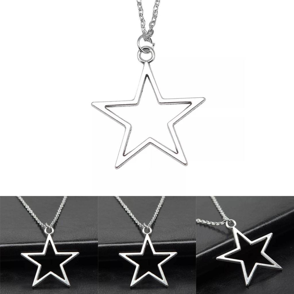 Silver 36x33mm Trendy Hollow Star Pendant Necklace In Alluring Alloy For Style Unisex