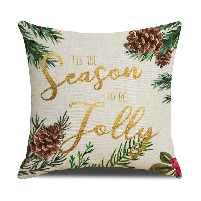 Christmas Pillow Case Christmas Tree Linen Print Sofa Cushion Home Living Room Cushion Combination Pillow