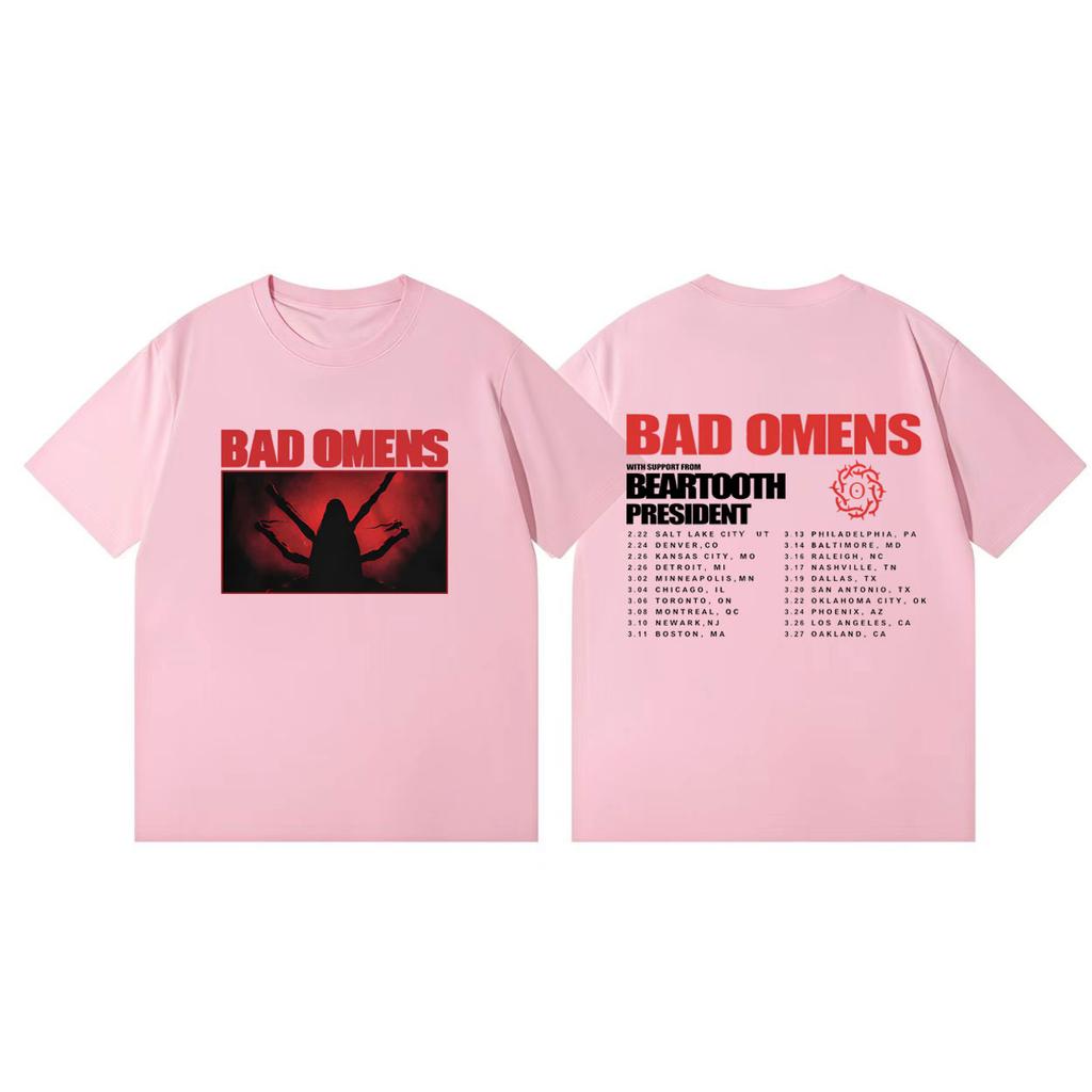 Bad Omens Tour 2026 Koszulki Merch Mężczyźni Kobiety Odzież Moda Koszulka Rockowa Letnia Codzienna Luźna Koszulki z Krótkim Rękawem Streetwear