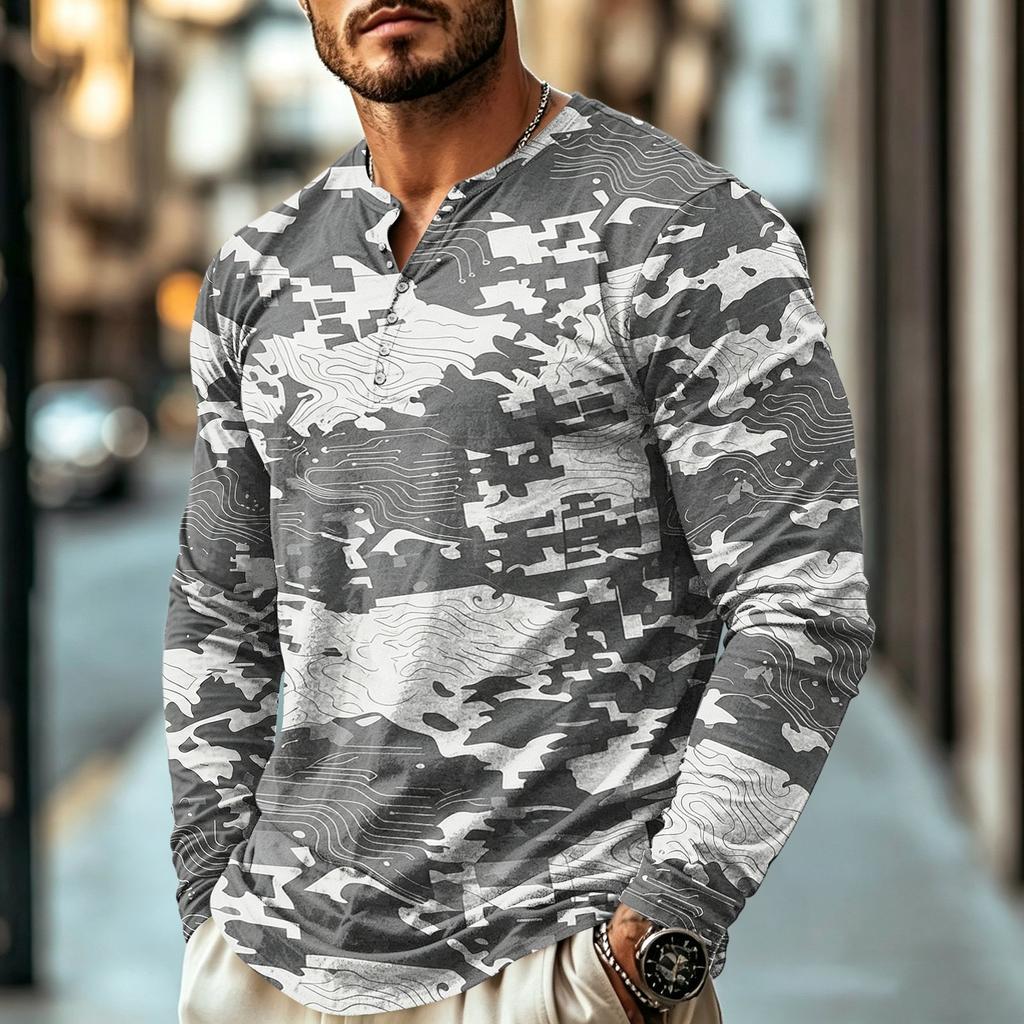 Herren Tarnung Langarmshirt Lässig für den Alltag