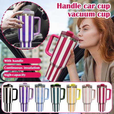 40oz Handle Car Mug Mug With Straw Car Cold Insulated Cartoon Kulo Water Cup