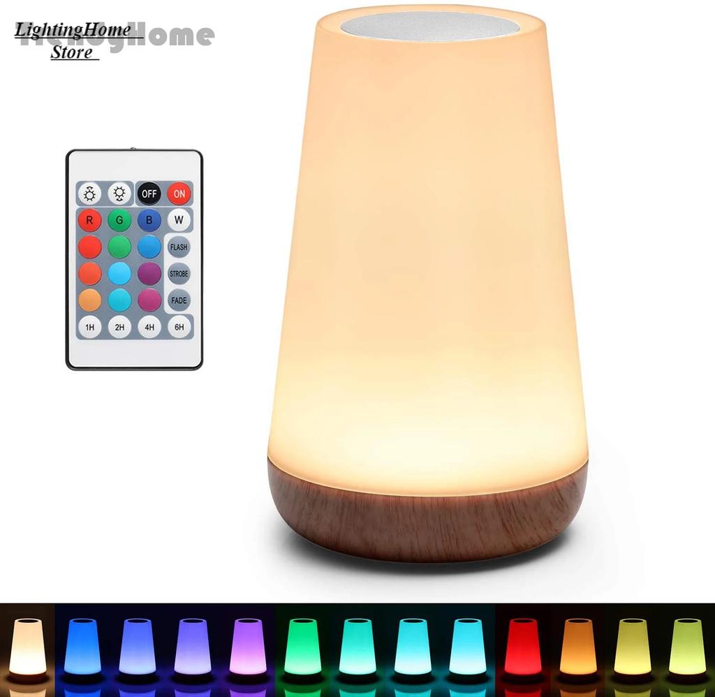 LED Rechargeable Night Light Table Lamp with 13 Colors and Touch Remote Control Dimmable RGB with Warm White Light for Bedroom