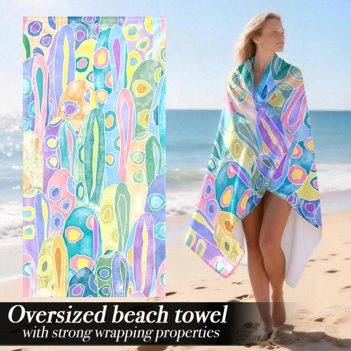 Abstract Colorful Pattern  Oversized Beach Towel – Plush & Absorbent, Modern Design, Perfect for Camping & Swim Use W30*H60(CM)