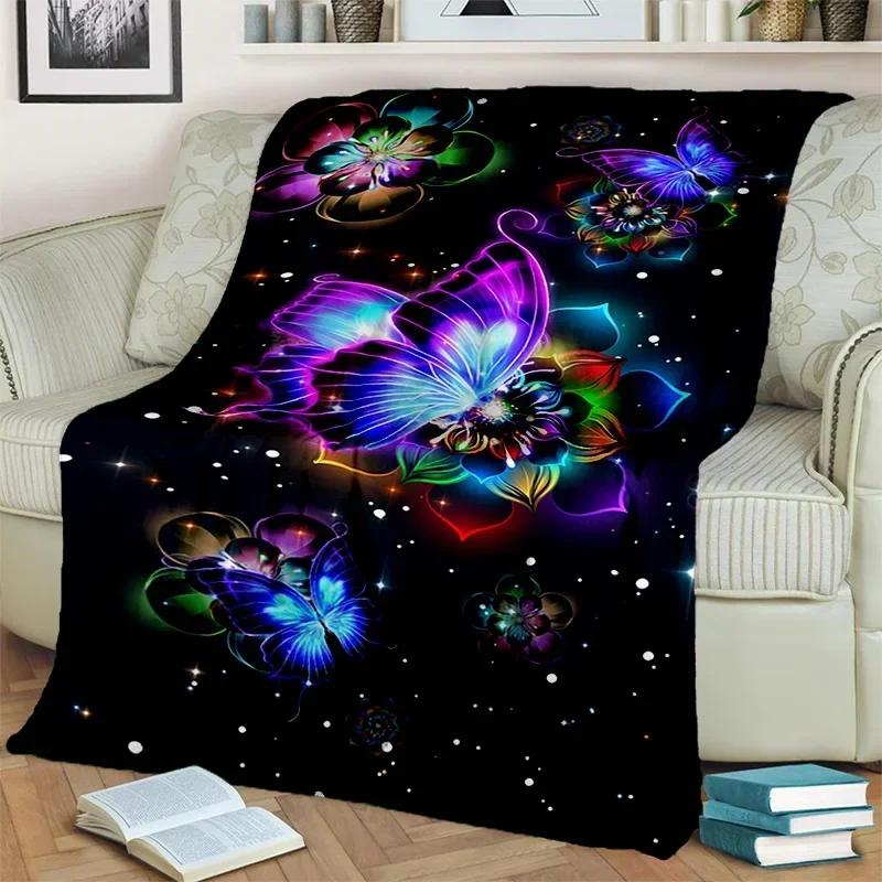 Cartoon Dream Butterfly Flower Blanket,Soft Throw Blanket for Home Bedroom Bed Sofa Picnic Travel Office Rest Nap Cover Blanket
