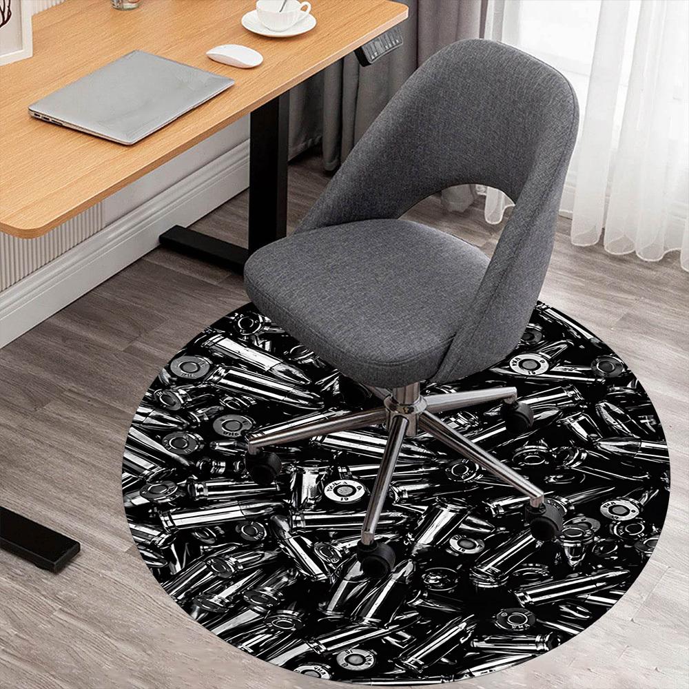 1pc bullets ammunition Round Chair mat office Area Rug - Non-Slip, Floor Mat for Office, Bedroom, and Indoor Decor p127001
