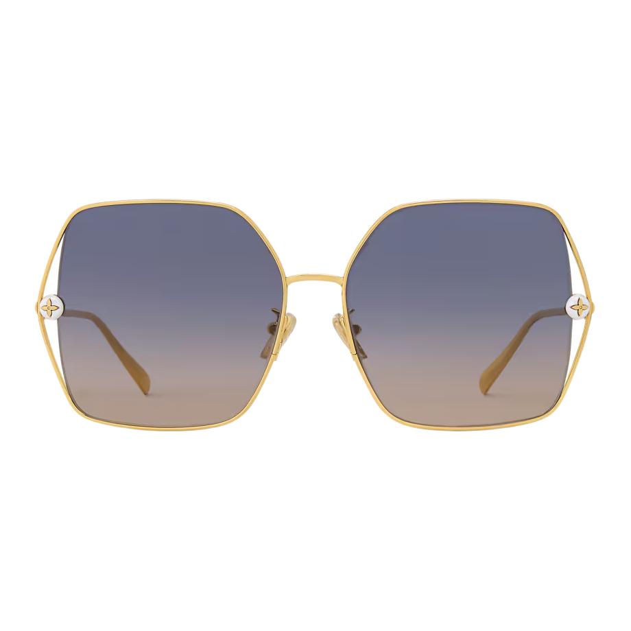 Louis Vuitton Monogram Floral Design Metal Pearl Square Sunglasses Women sunglasses Gold Z2994U