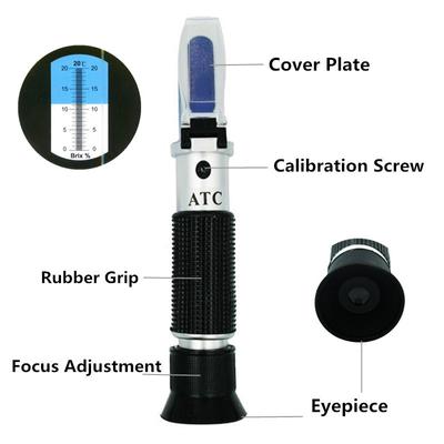 Handheld Sugar Refractometer Honey Fruit Sugar Solution Brix 0-20% Optical Concentration Sugar Measuring Instrument with ATC