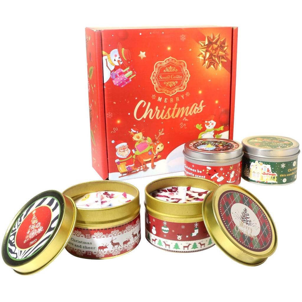 Christmas Scented Candle Gift Set - Soy Wax Aromatherapy Candles for Holiday Parties and Home Decor