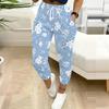 Summer Ladies Floral Print Sweatpants Loose Fit Drawstring Joggers Elastic Cuff Daily Casual Pants
