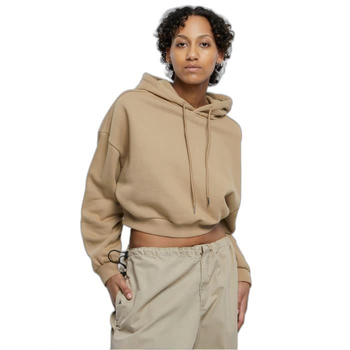 Sweatshirt À Capuche - Urban Classics - Beige - Manches Longues - 100% Coton - Coupe Oversize