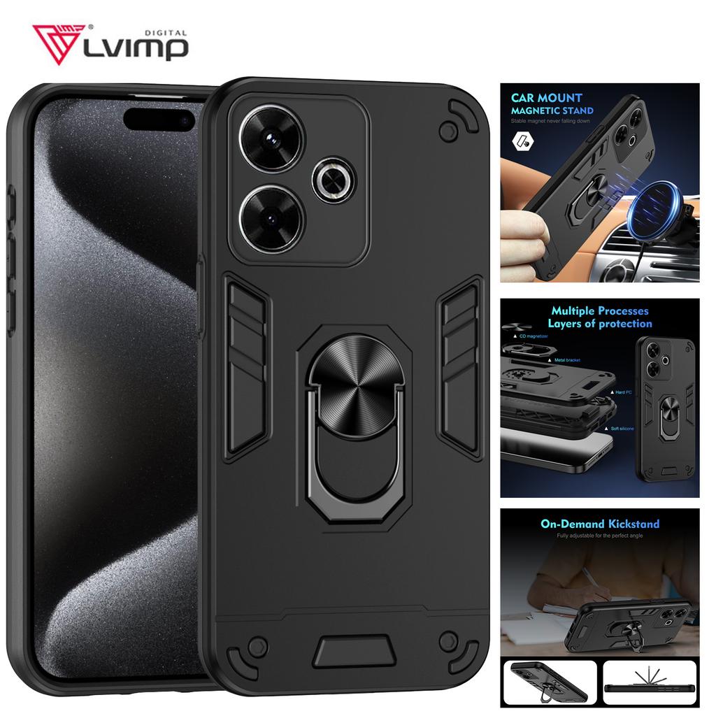 For Poco M6 Plus X7 X6 X5 Pro 5G Armor Shockproof Case For POCO C71 C75 C61 C55 Protective Cover Ring Stand Holder Fundas Coque
