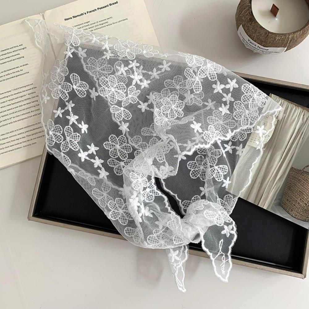 Floral Lace Hair Scarf Retro Triangle Scarf Party Headscarf  Korean Fashion