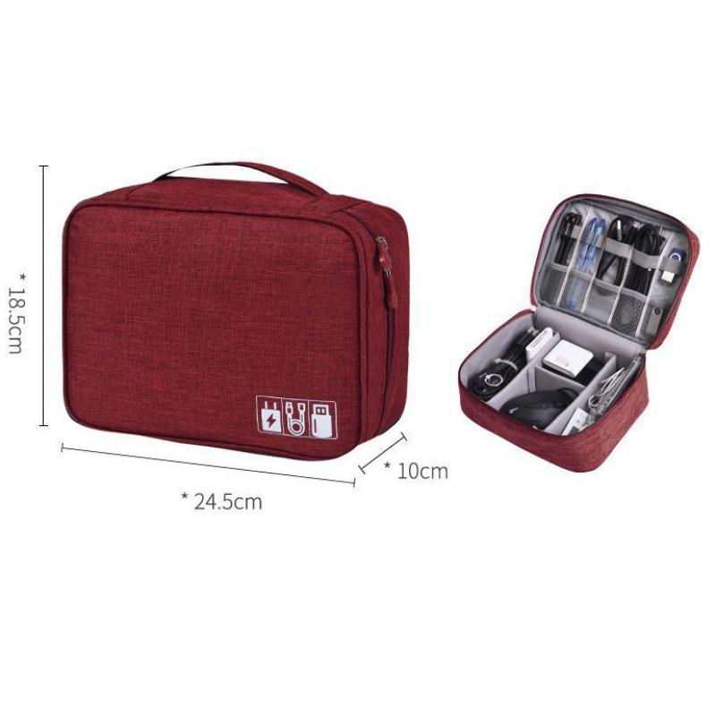 

Сумка для хранения кабеля передачи данных, сумка для хранения блока питания, цифровой ящик для хранения чехла для наушников, многофункциональная дорожная сумка из ткани Оксфорд 4.5CM бордовый