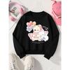 European sizes Girls' Soft Crewneck Sweatshirt with Cute Bear & Cat Pillow Print, Casual All-Match, Ideal Holiday Present