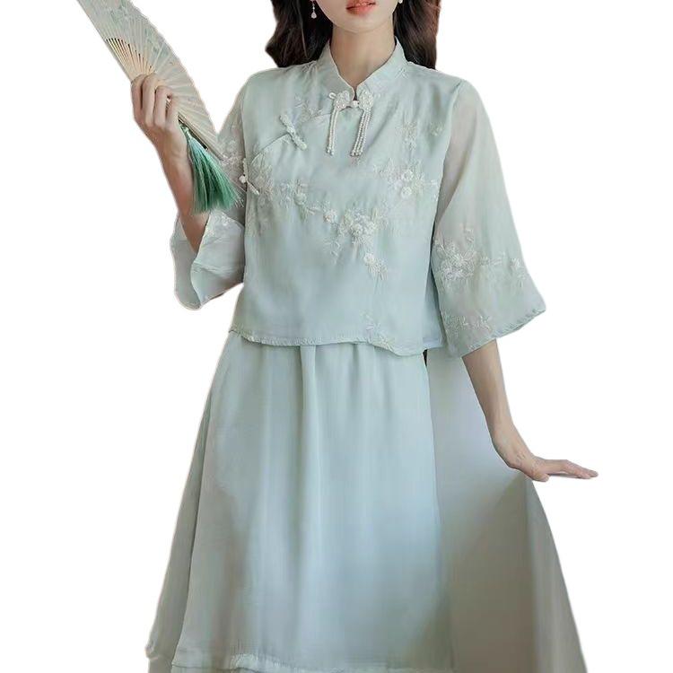 2026 Summer Women's Hanfu Dress: Modern Chinese Style Qipao Skirt