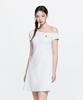 Emelbi Women'S Basic Off-Shoulder Shirred Ribbed Dress Ny (White)