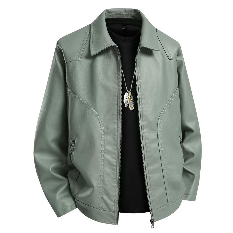 Men's Plus Size Leather Jacket - Autumn/Winter Loose Fit with Turn-down Collar