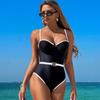 Summer Women Sexy One Piece Soild Color Halter Swimsuit Belt Swimwear Women Swimming Suit