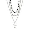 Y2K Hot‑Girl Dark‑Punk Cross Women Necklace, Retro Multi‑Layer Stackable Sweet‑Cool Collarbone‑Chain Neck Jewelry