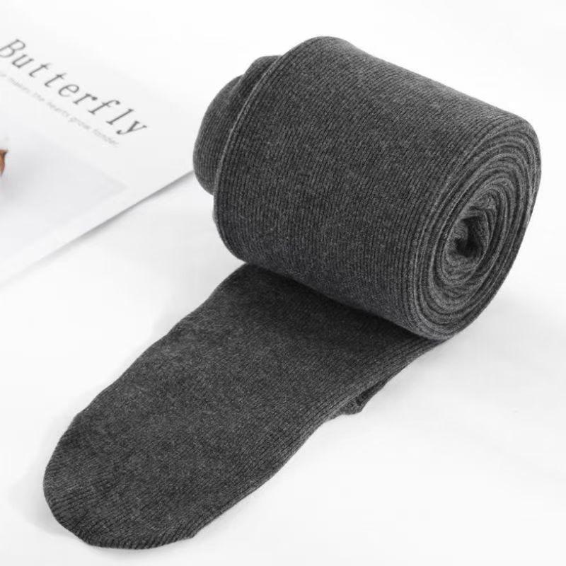 Women's Fleece-Lined Ribbed Cotton Stripe Leggings: Thick High-Waisted Pantyhose for Autumn/Winter, Slimming & Warm.