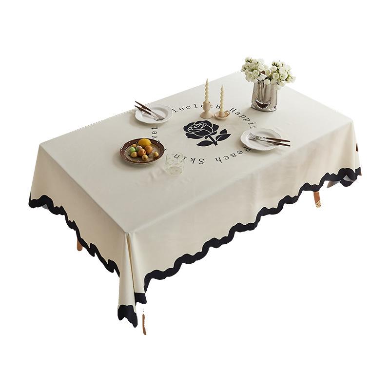 Light Luxury Atmosphere Waterproof French Retro Dining Table Mat: Table Anti-Scald Tablecloth Coffee Table Tablecloth