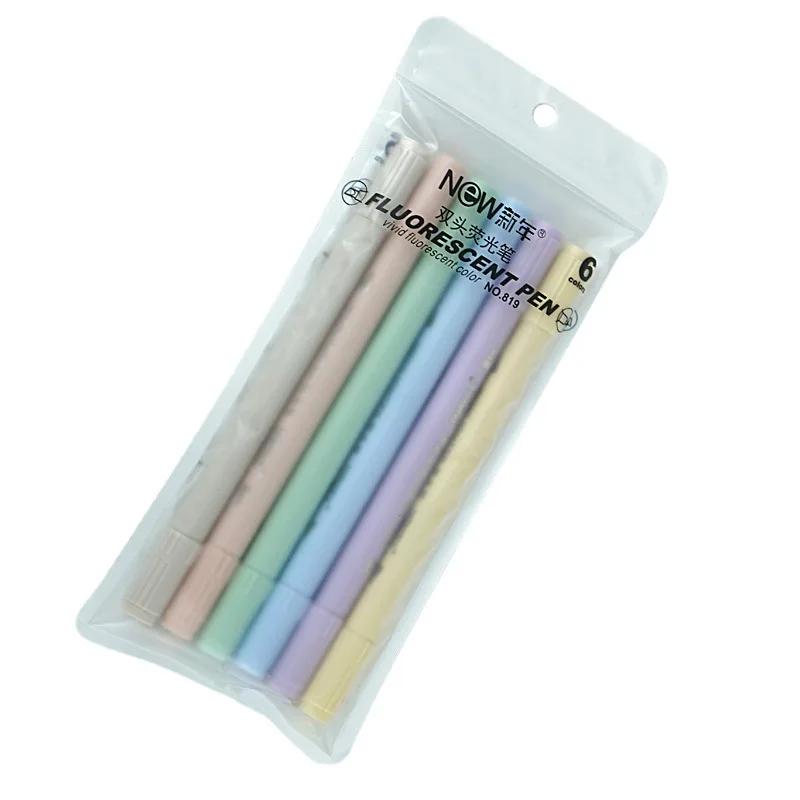 6Pcs Brush Pen Set Pastel Markers Brush Set Art Color Highlighter Calligraphy School Supplies Stationery