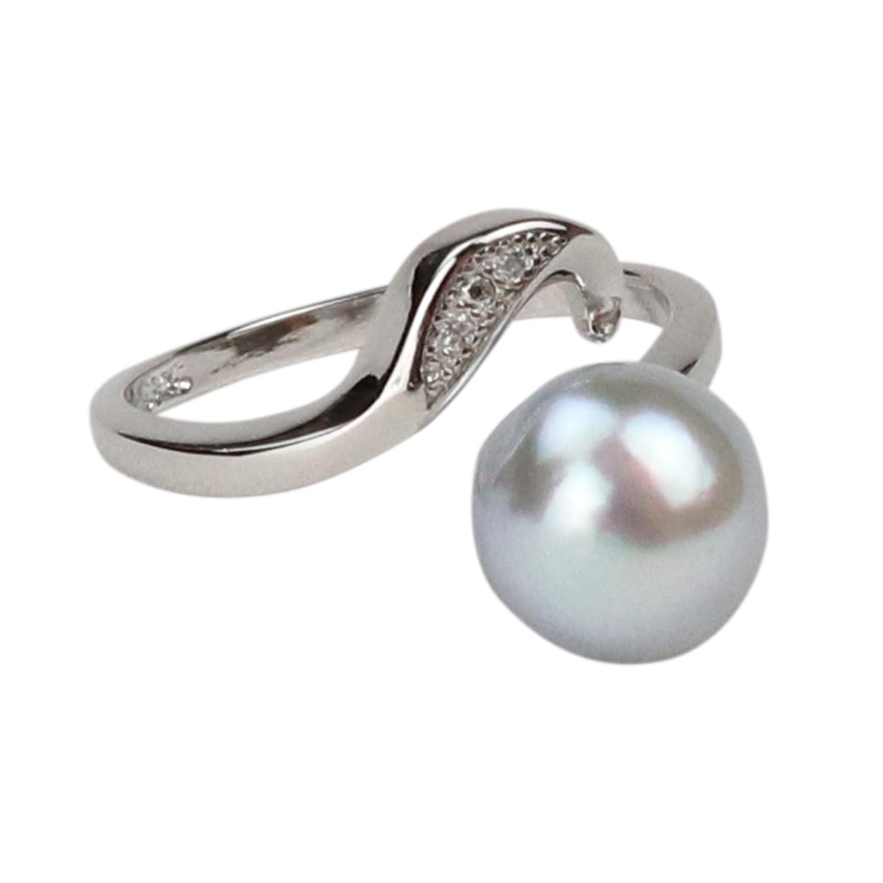 Erin Japan - Japanese Selected Goods - Women's Gray Uwajima Akoya Pearl Ring [Seashore Uwajima Akoya Pearl] Baroque Pearl Ring, Ring, Undyed, Blue