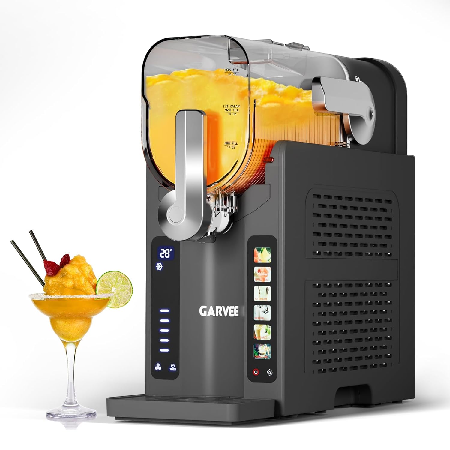

Slushie Machine for Home No Ice Needed,Frozen Drink Maker with LED Display & 6 Pre-Set Programs,Quiet Compressor Slushy Machine темно серый