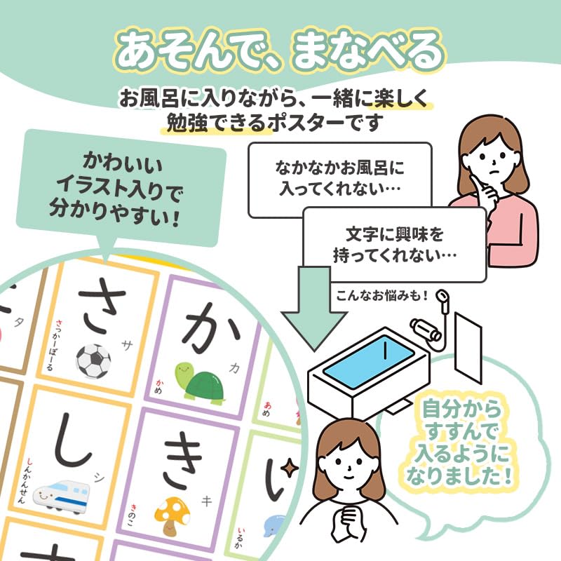 Japanese alphabet chart poster [bath poster] made of magnetic sheet