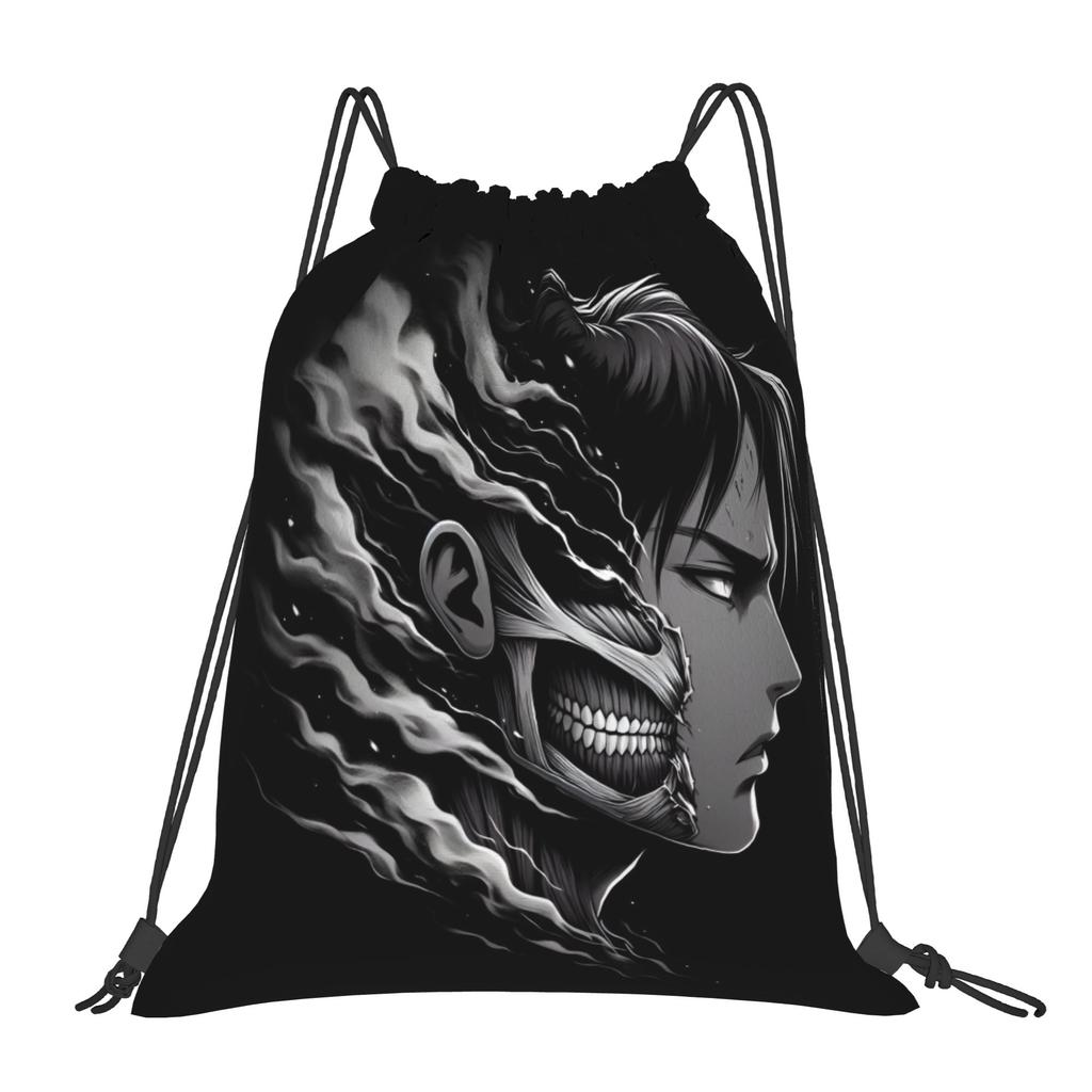 Custom Attack On Titans Drawstring Backpack Women Men Sport Gym Sackpack Foldable Manga Training Bag Sack