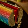 SCIONE Rainbow Rhinestone Dinner Bag Diagonal Bag Female Diamond Cylinder Shoulder Bag Banquet Bag
