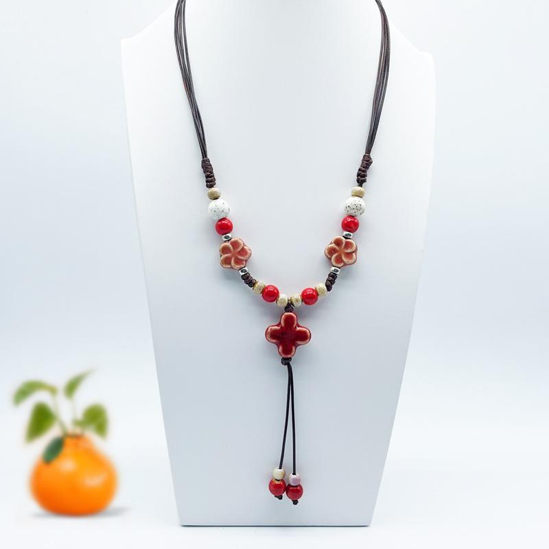 Accessories, Jewelry, Woven Beaded Sweater Chain, Ceramic Necklace, Female Niche Feeling Does Not Fade