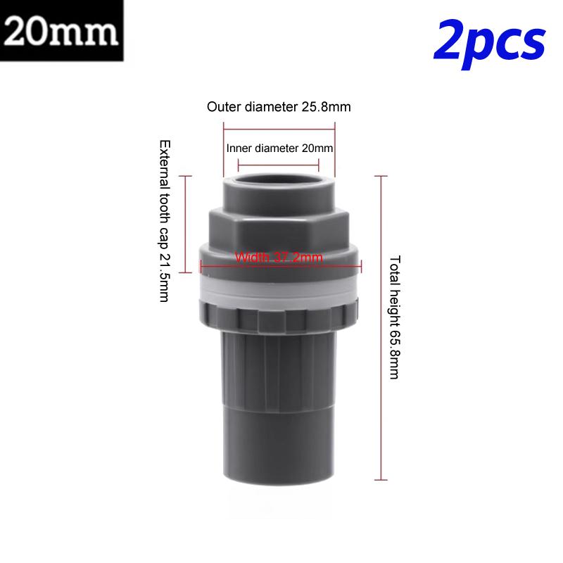 2pcs PVC Connectors 20/25/32mm for Fish Tank Drainage and Garden Pipe, Aquarium Outlet Connector