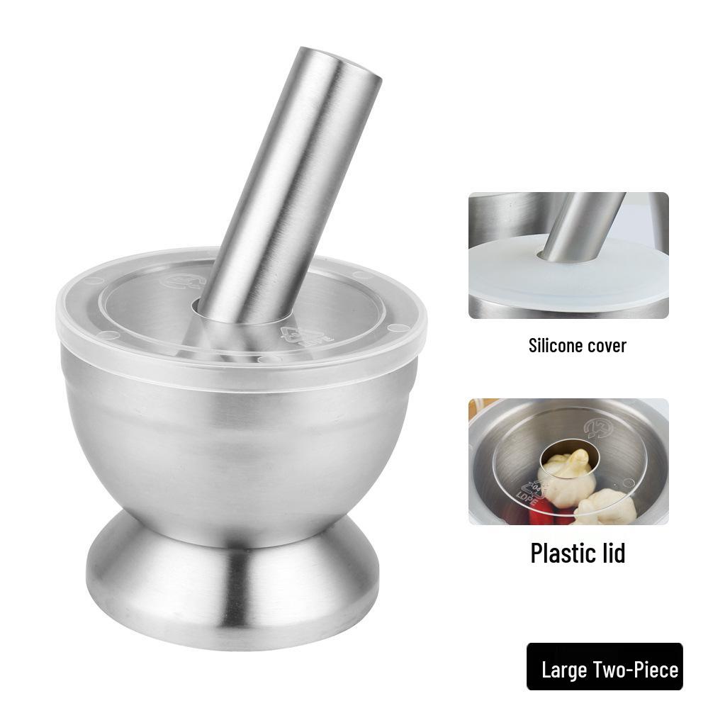 304 Stainless Steel Garlic Press & Grinder Mortar for Minced Garlic Paste