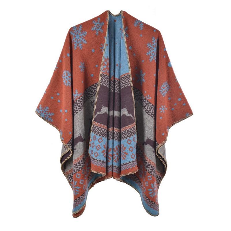 Spring and Autumn New Women's Imitation Cashmere Split Scarf Shawl Fashion Thickened Warm Double-sided Knitted Shawl
