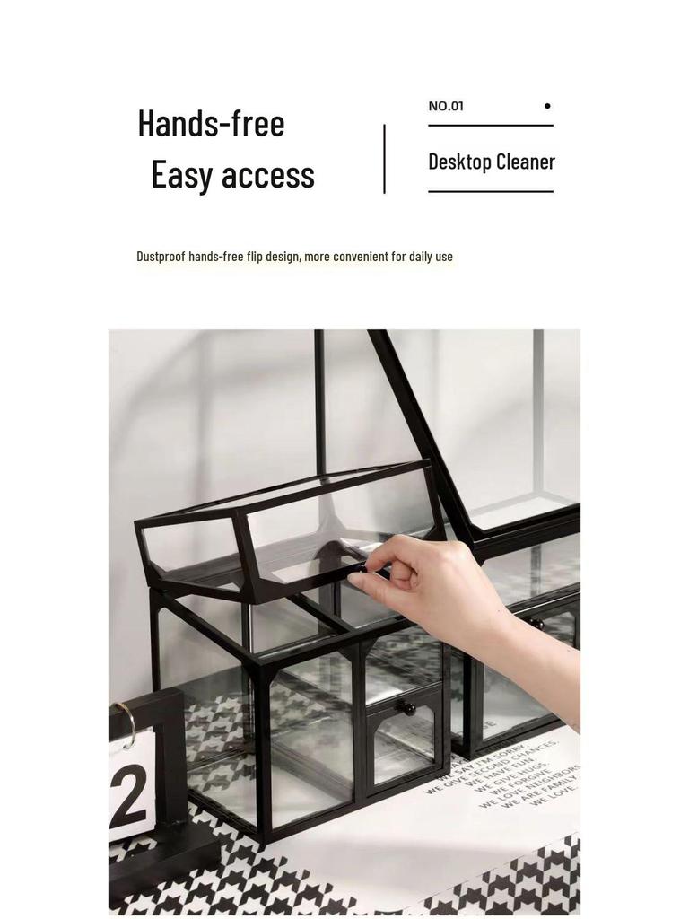 Luxury Glass Cosmetic Organizer - Dustproof Storage for Skincare, Lipsticks, and Masks