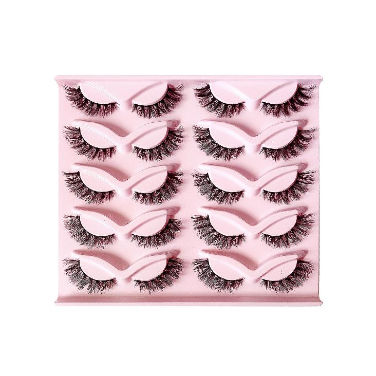 

Широкие пушистые накладные ресницы в стиле лисички, D-изгиб (6-16mm), удлиненные внешние уголки, для начинающих, многоразовые. s-98/10pairs