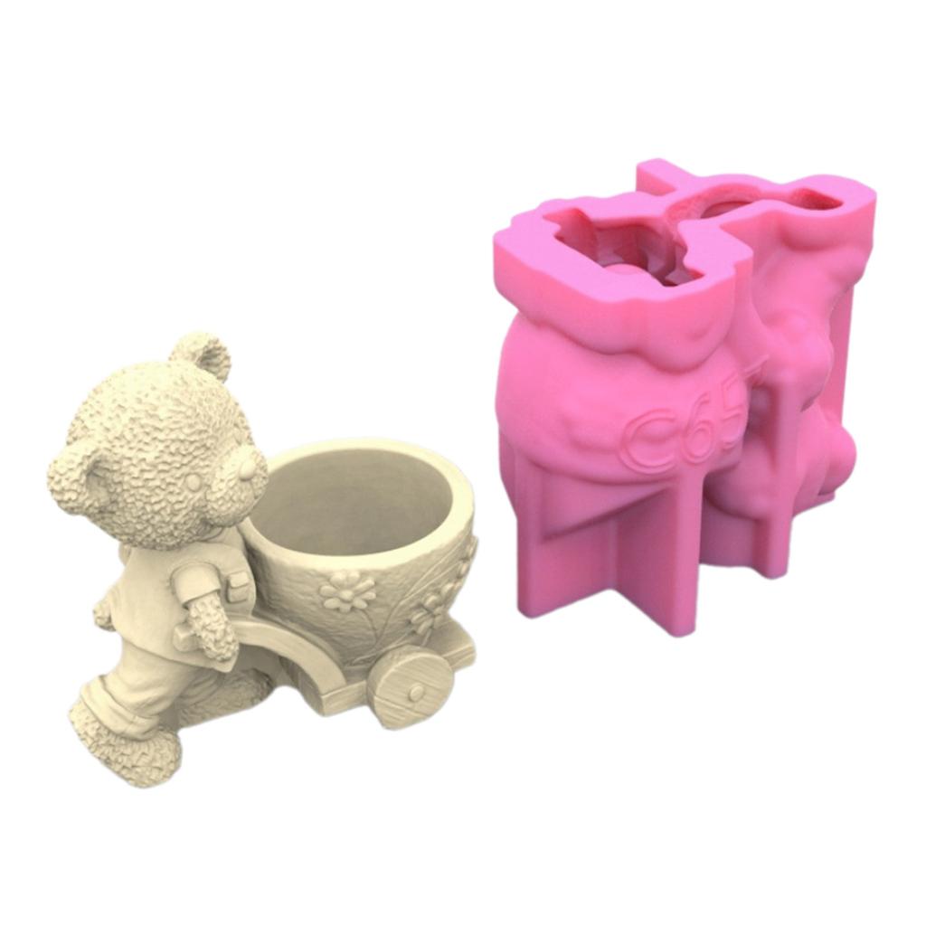 Pulling Bear Flower Pots Mold Epoxy Resin Molds Pen Holder Candle Holder Cement Planter Silicone Mould Home Decorations