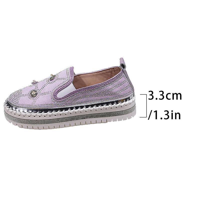 Fashion Large Shiny Crystal Decor Casual Shoes Woman Plus Size Thick Sole Non Slip Flats Mujer Women's Light Comfort Platform Loafers