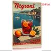 Vintage Metal Tin Sign  ItalianInspired Negroni Cocktail Art with Ice Cubes  Orange Slices Coastal Townscape Design