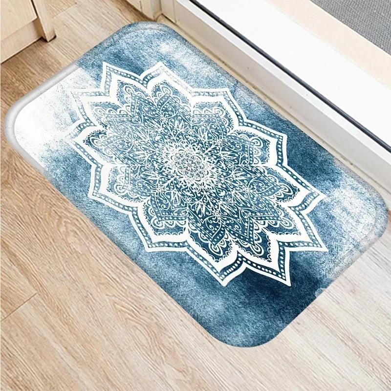 Mandala-Druckserie Fußmatte Schlafzimmer Eingang Fußmatte Heimdekoration Wohnzimmer Willkommens-Fußmatte Rutschfeste Küchenbodenmatten